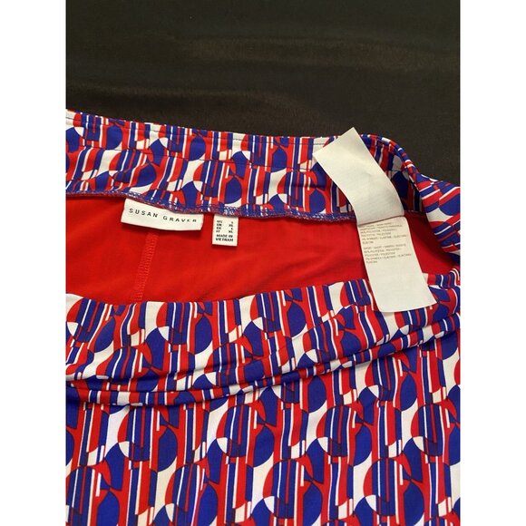 Susan Graver Liquid Knit Geo Print Skort with Pockets Size Large Golf Pockets - Picture 3 of 5